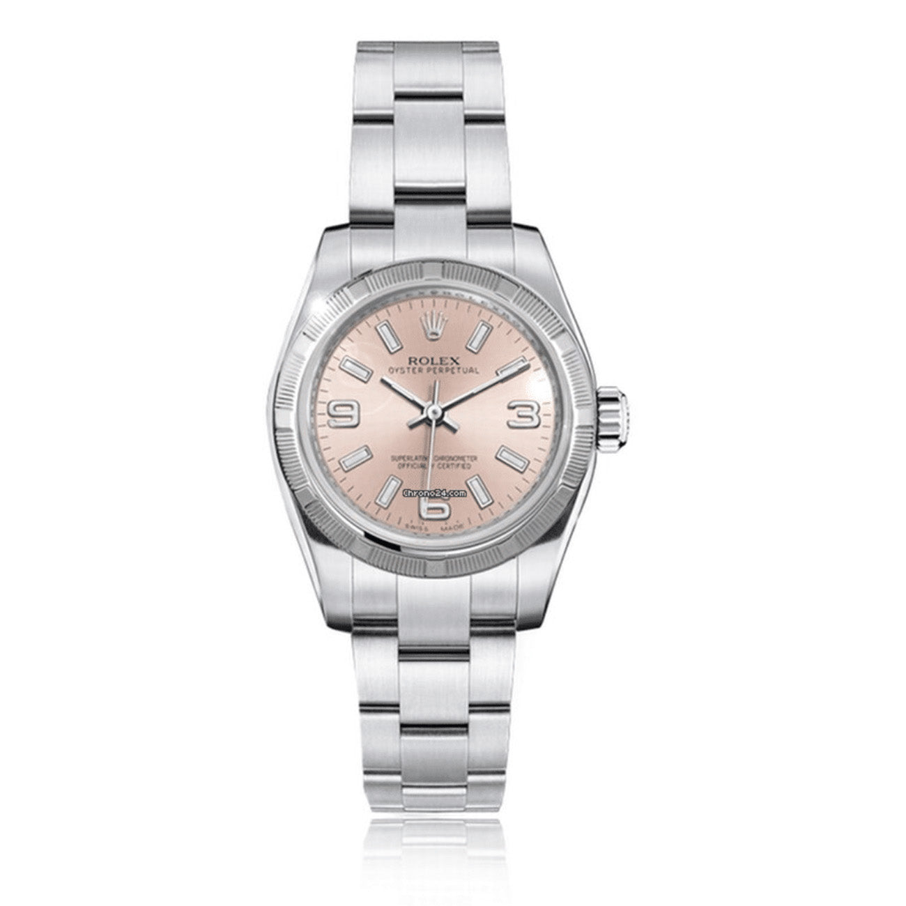Rolex Oyster Perpetual Stainless Steel Watch Pink Dial