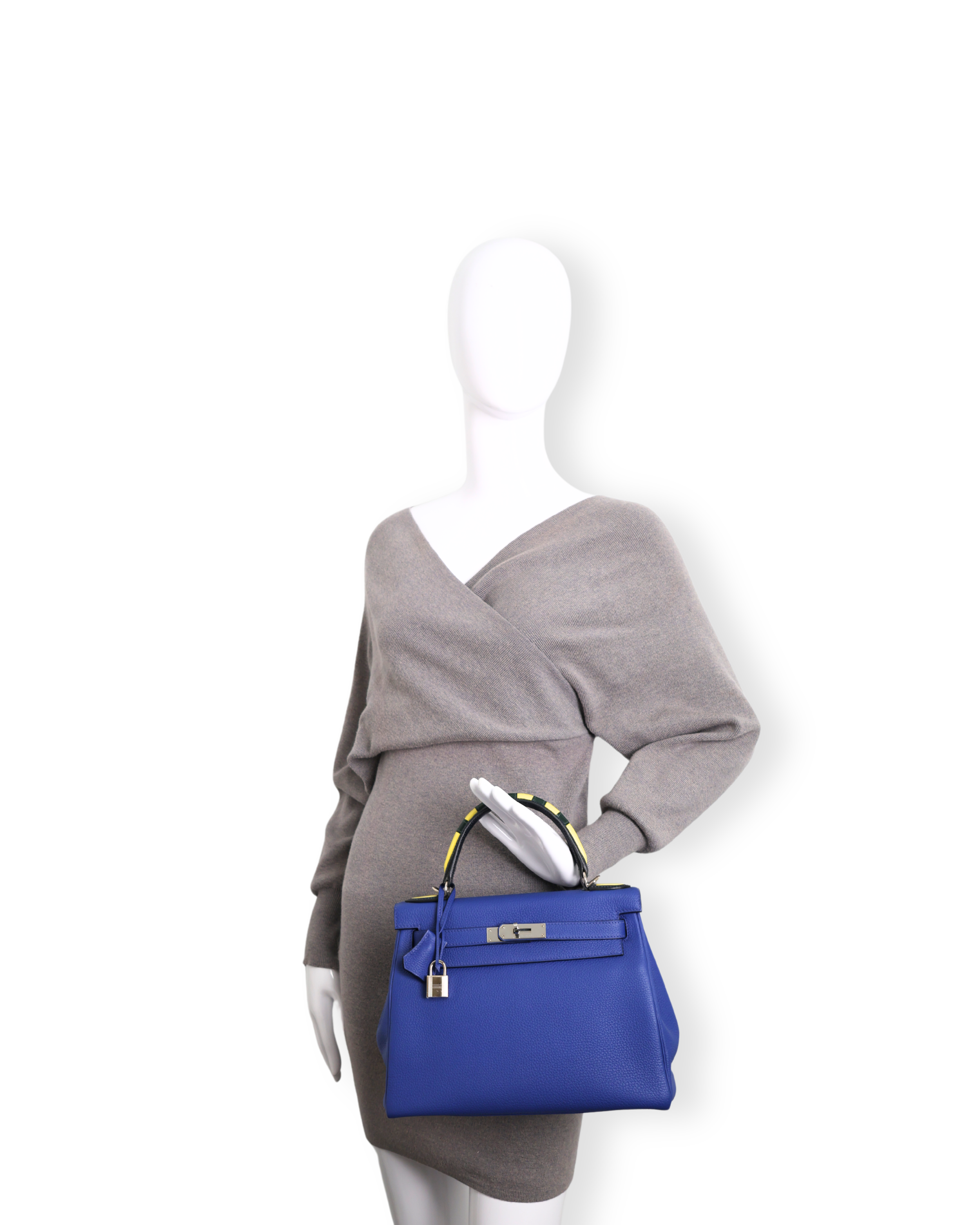 Hermes - Kelly Au Trot 28 Bleu Electrique Togo Palladium Hardware (Pre-Owned)