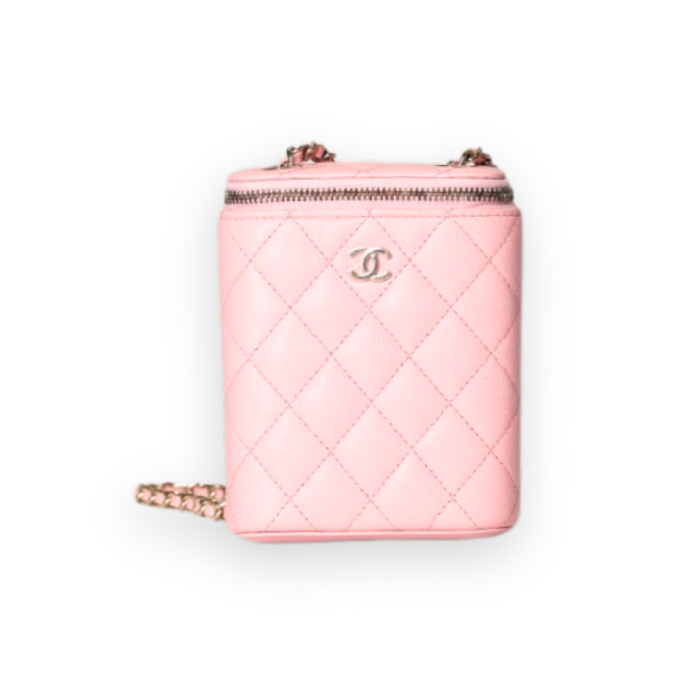 Chanel - Sakura Pink Caviar Vertical Vanity Bag with Chain
