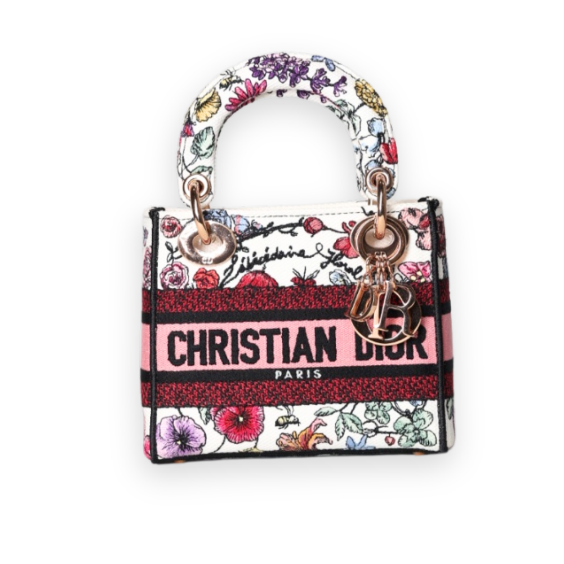 Dior - Canvas Florilegio Embroidered Mini Lady D-Lite White