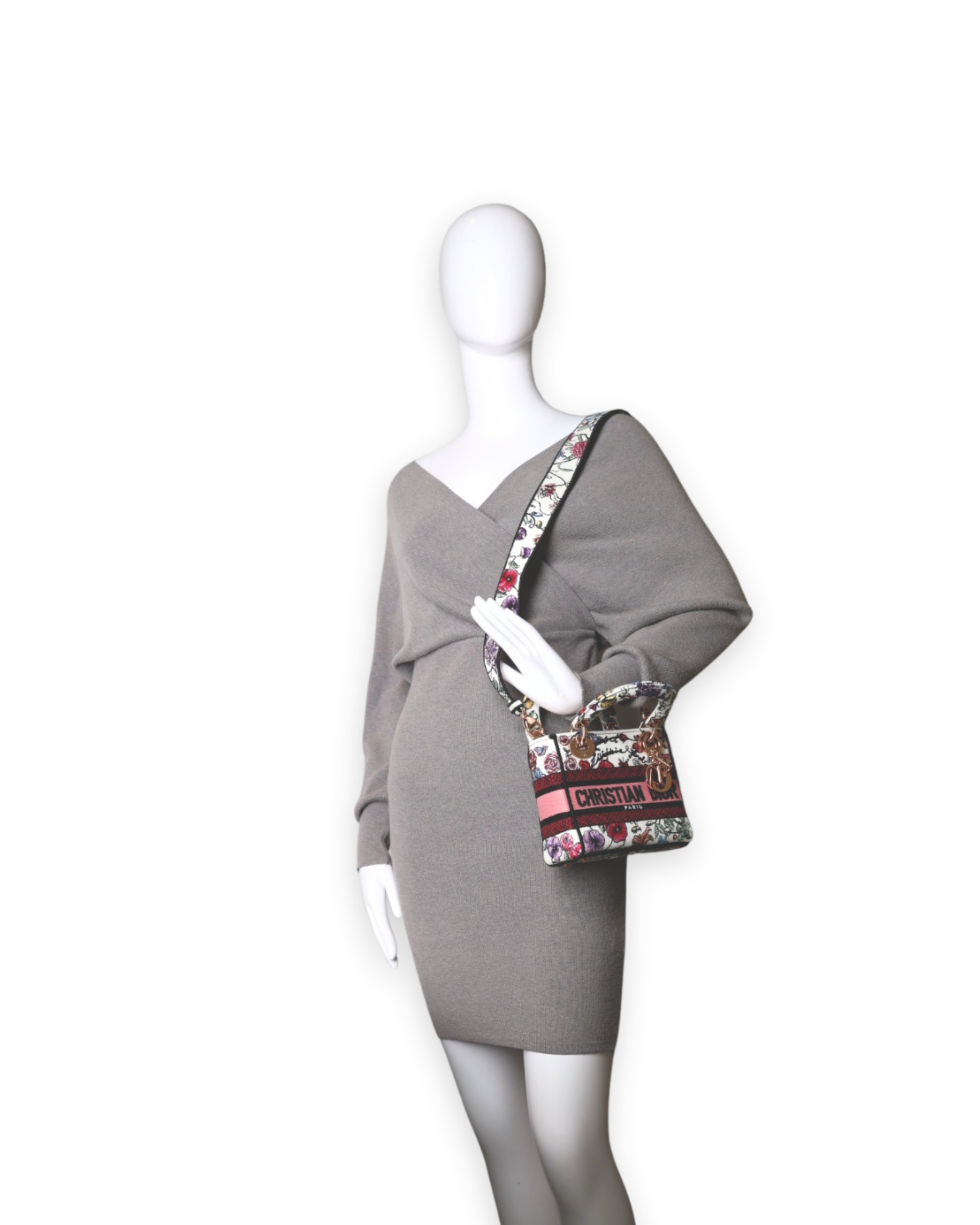 Dior - Canvas Florilegio Embroidered Mini Lady D-Lite White