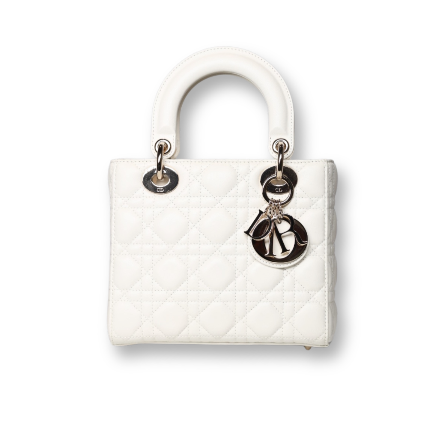 Dior - Lady Dior Medium Tote White Patent Cannage Leather