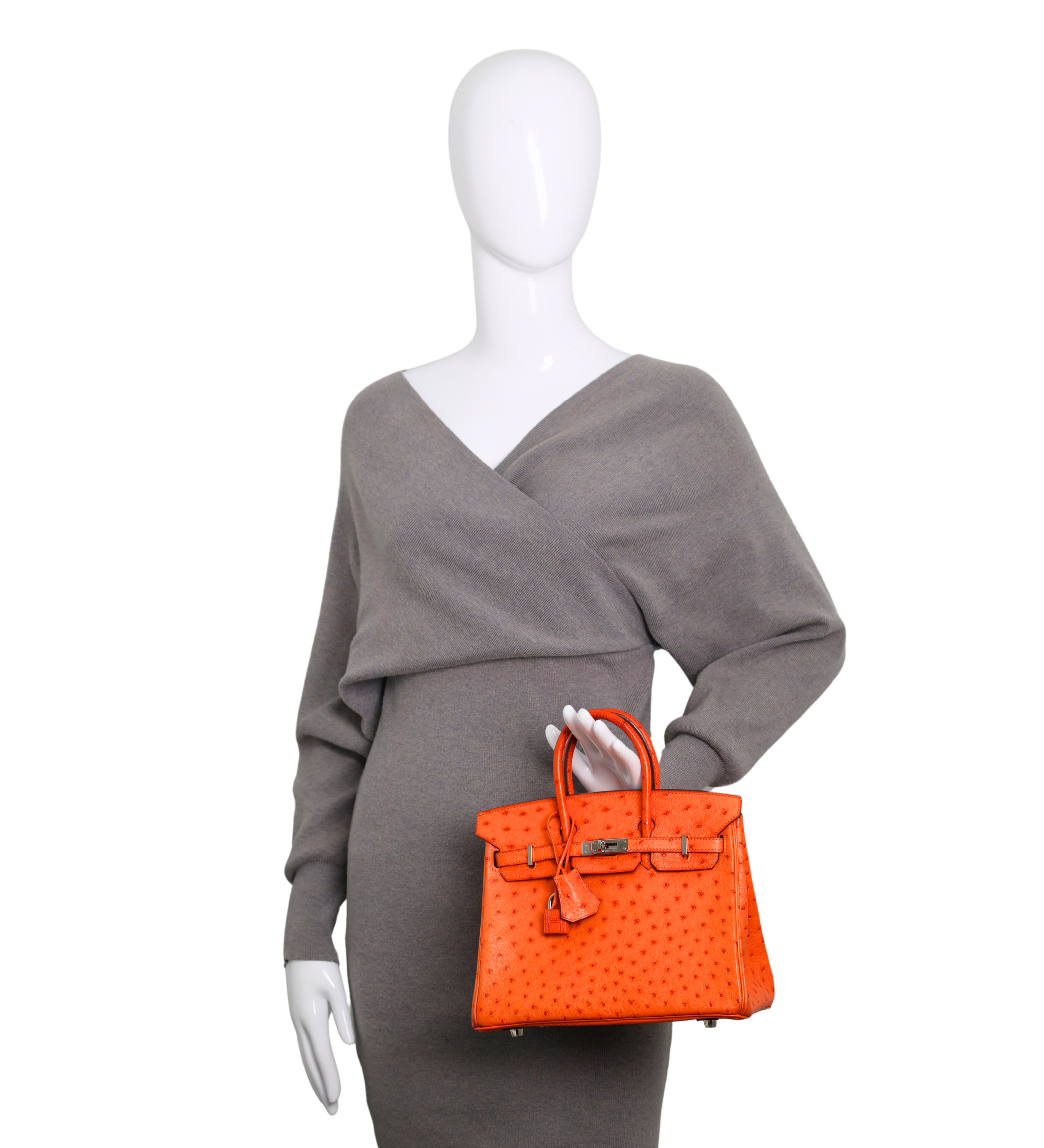 Hermes - Tangerine Ostrich Birkin 25 Palladium Hardware (Pre-Owned)