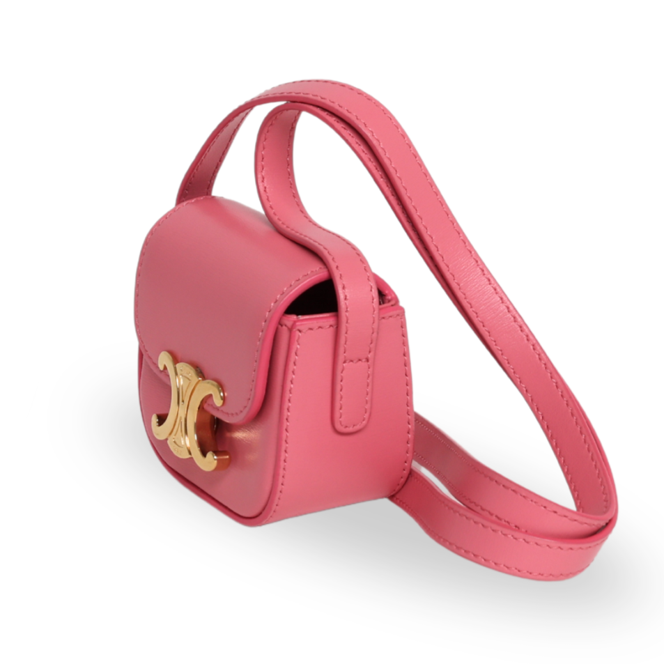 Celine - Calfskin Triomphe Airpods Case With Strap Flamingo (Pre-Owned)