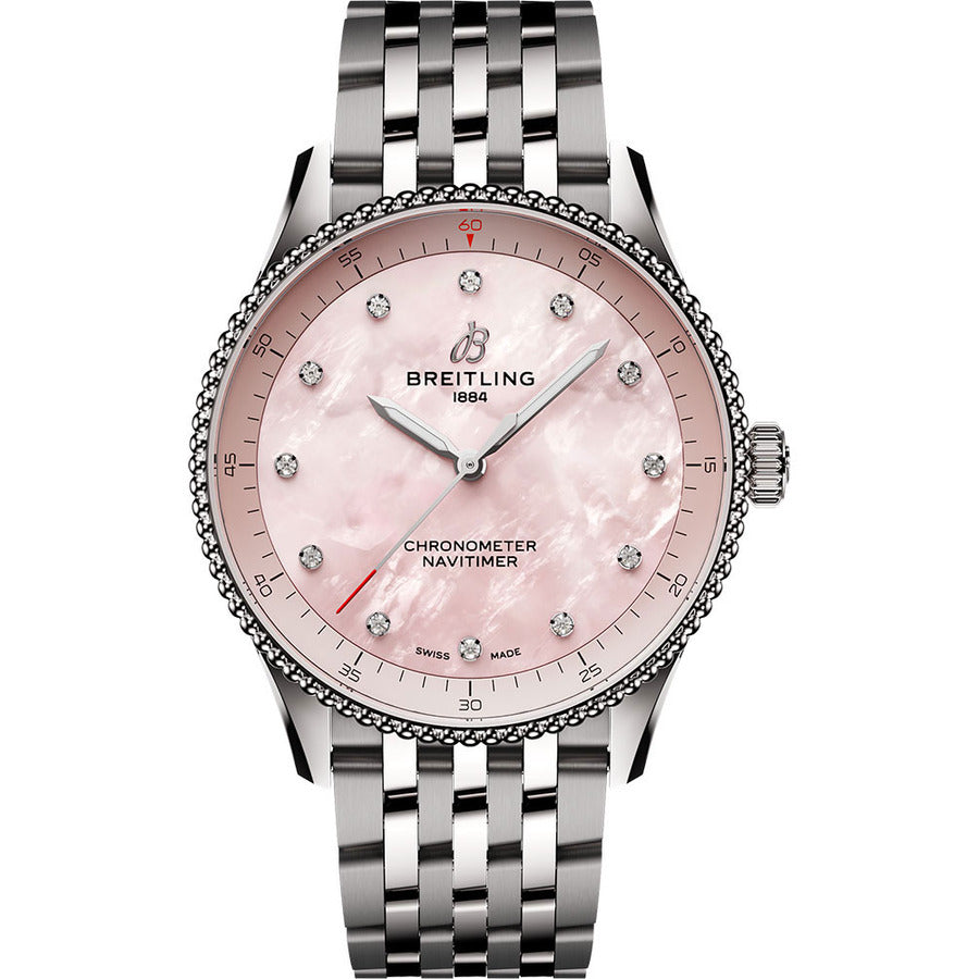 Breitling Navitimer Quartz 32mm A77320D91K1A1 Stainless Steel with Pink MOP Diamond Dial 2024