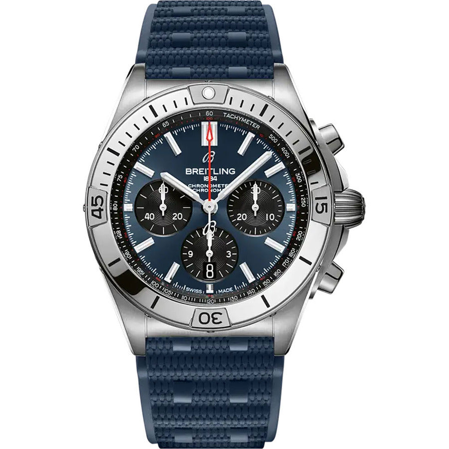 Breitling Chronomat B01 42mm Blue Dial AB0134101C1S1 Stainless Steel With Blue Rubber Watch 2024