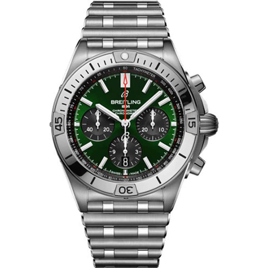 Breitling Chronomat B01 AB0134101L1A1 Stainless Steel Watch Green Dial 2024
