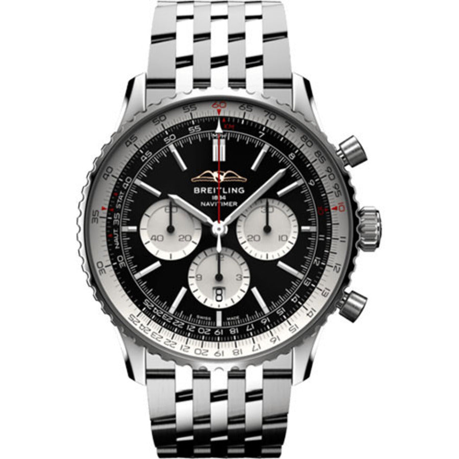 Breitling Super Navitimer B01 Black Dial 46mm AB0137211B1A1 Stainless Steel Watch 2024