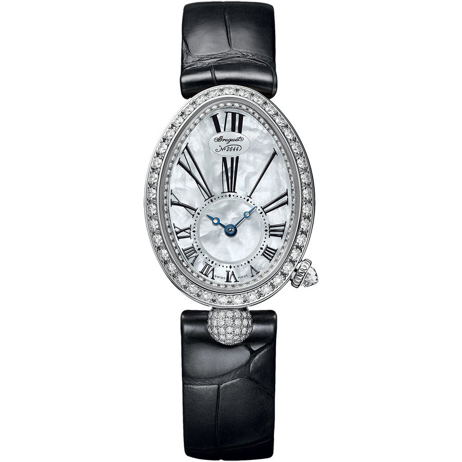 Breguet Reine De Naples 8928BB51944DD0D3L White Gold With Black Leather Watch MOP Roman Dial 2024