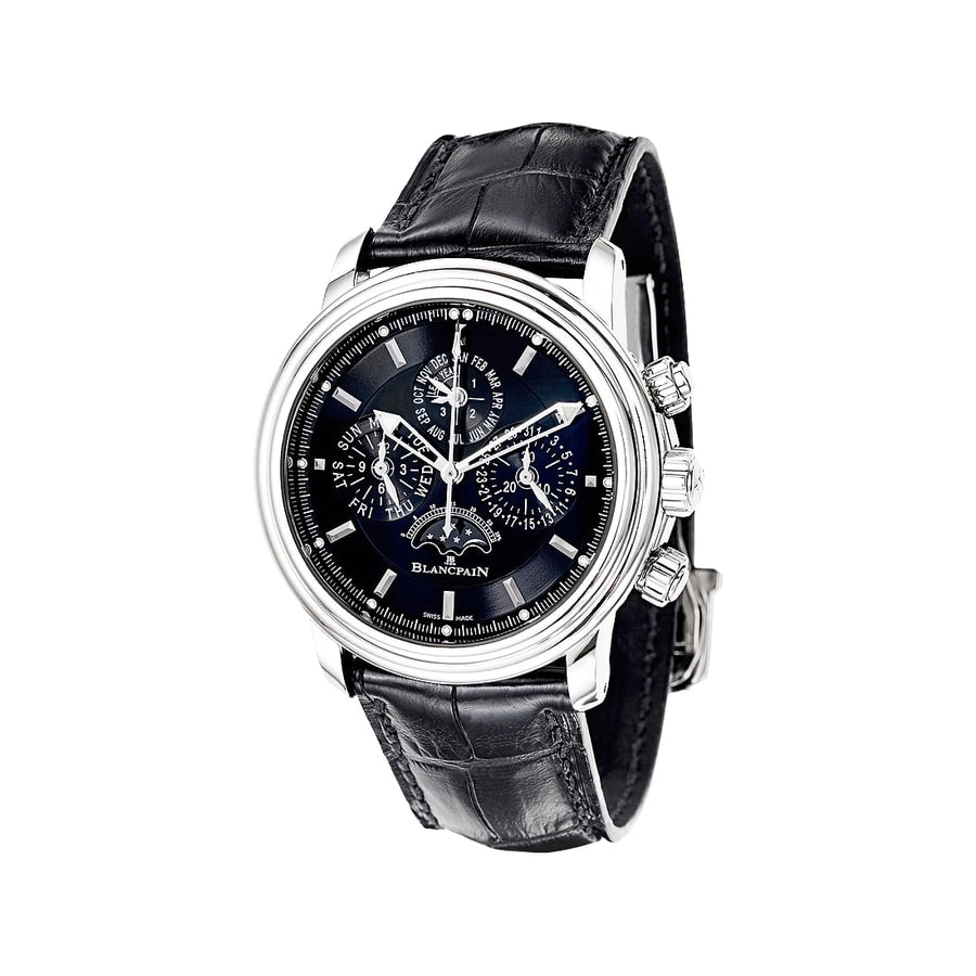 Blancpain Leman Perpetual 2685F-1130-53B Stainless Steel With Black Leather Watch Black Dial 2024