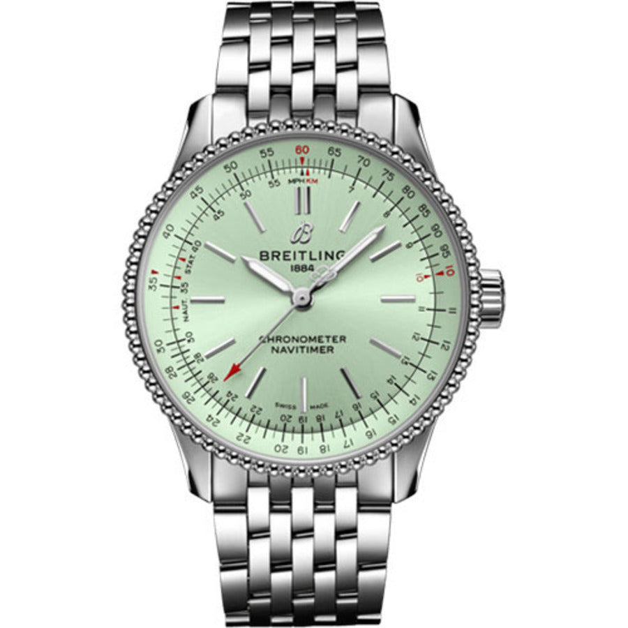 Breitling Navitimer Automatic 35 A17395361L1A1 Stainless Steel Watch Mint Green Dial 2024