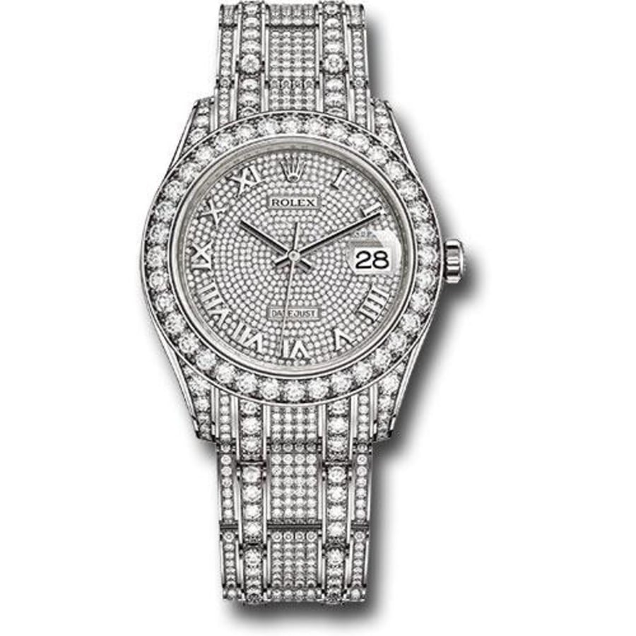 Rolex Masterpiece 39mm White Gold Watch Pave Roman Dial 86409