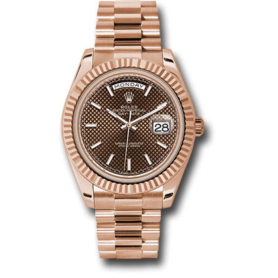 Rolex Day-Date 40mm 228235 Rose Gold Watch Index Chocolate Dial