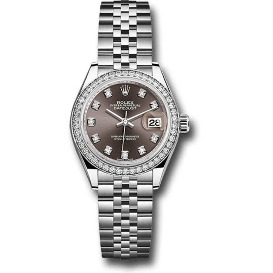 Rolex Datejust 28mm Jubilee Stainless Steel with Diamond Bezel Watch Grey Diamond Dial 279384

