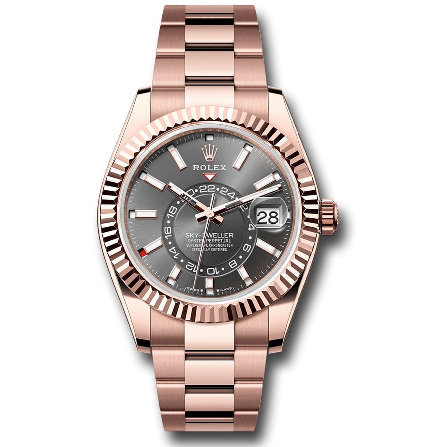 Rolex Sky-Dweller Oyster 336935 Rose Gold Watch Rhodium Index Dial