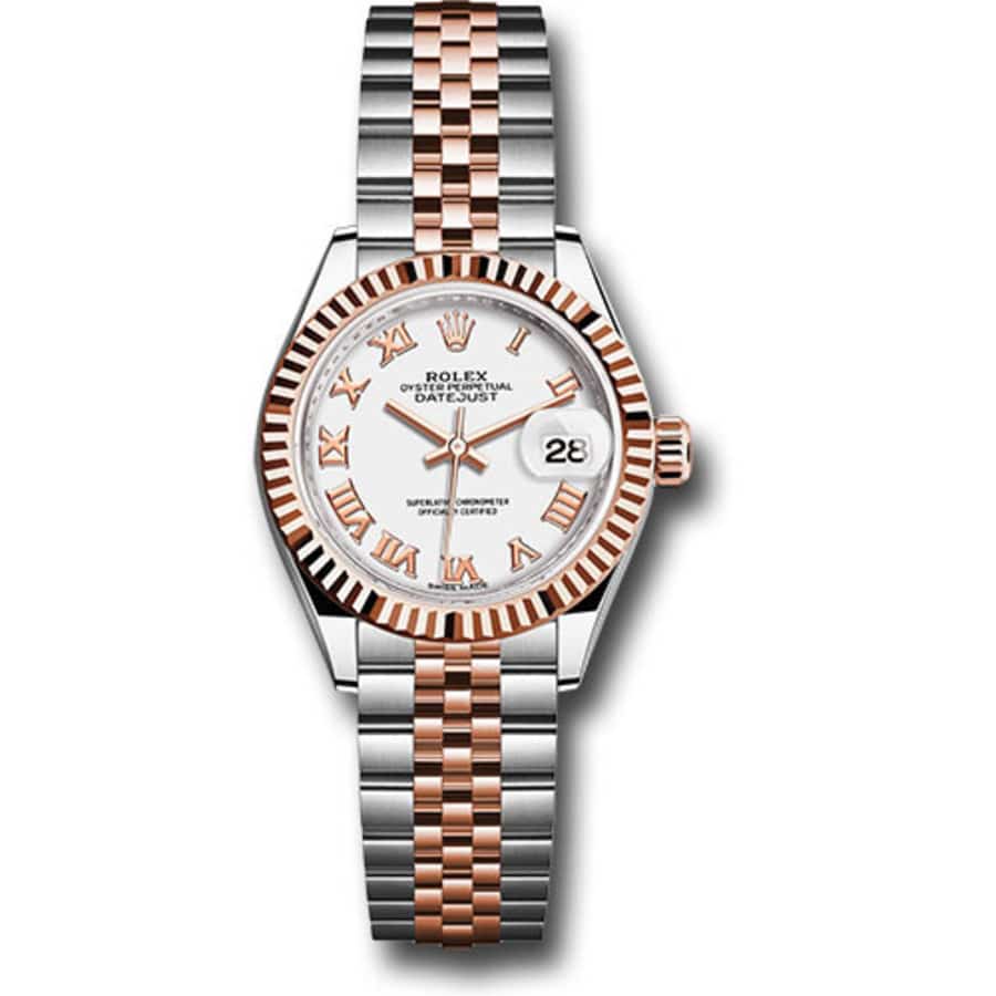 Rolex Lady-Datejust 28mm 279171 Jubilee Rose Gold & Stainless Steel Watch White Roman Dial