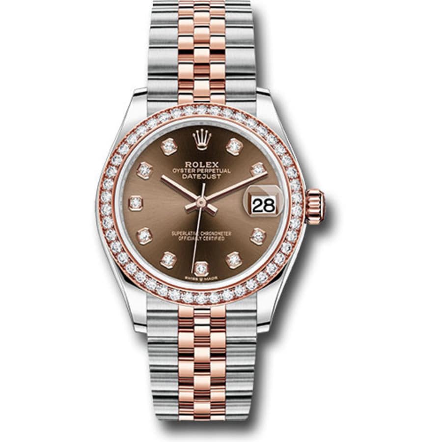 Rolex Datejust 31 Jubilee 278381RBR Stainless Steel & Rose Gold Watch Chocolate Diamond Dial