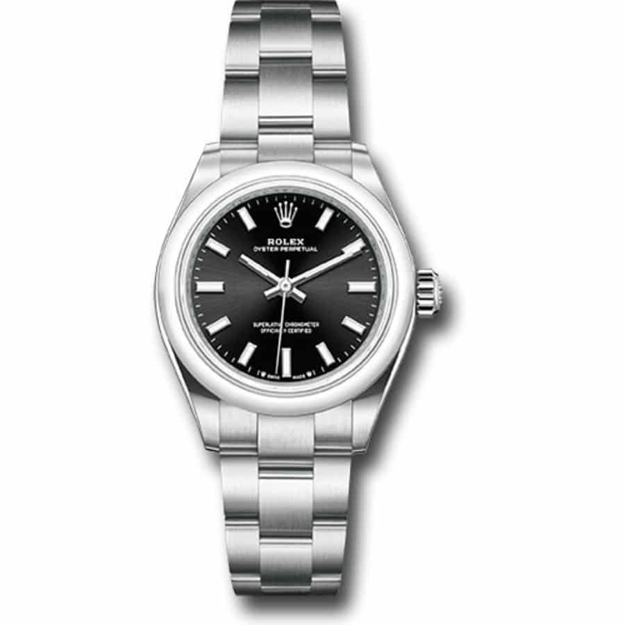 Rolex Oyster Perpetual 28 Stainless Steel Watch Black Dial 276200
