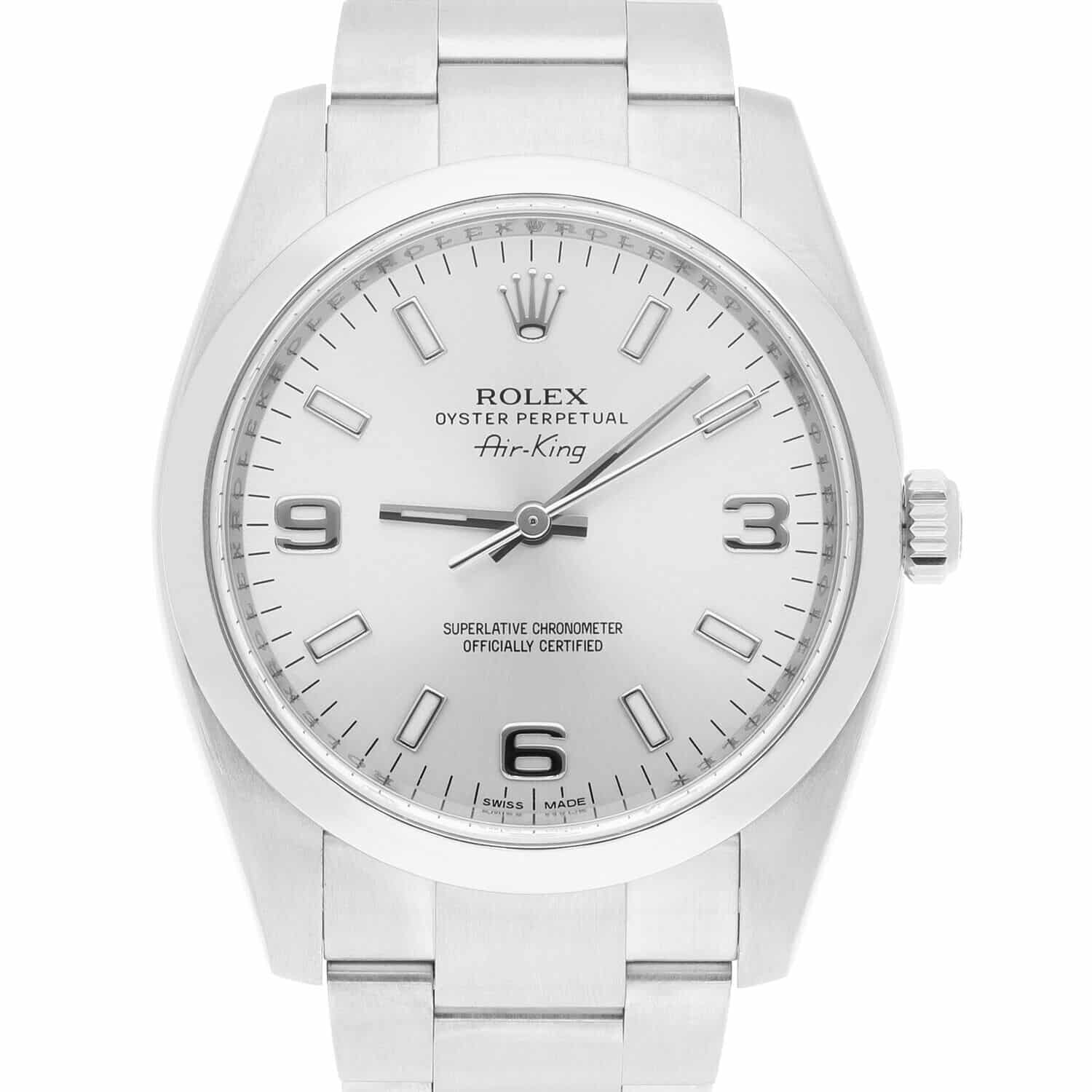 Rolex Air King 34mm 114200 Stainless Steel Silver Dial Unisex Watch Mint Condition