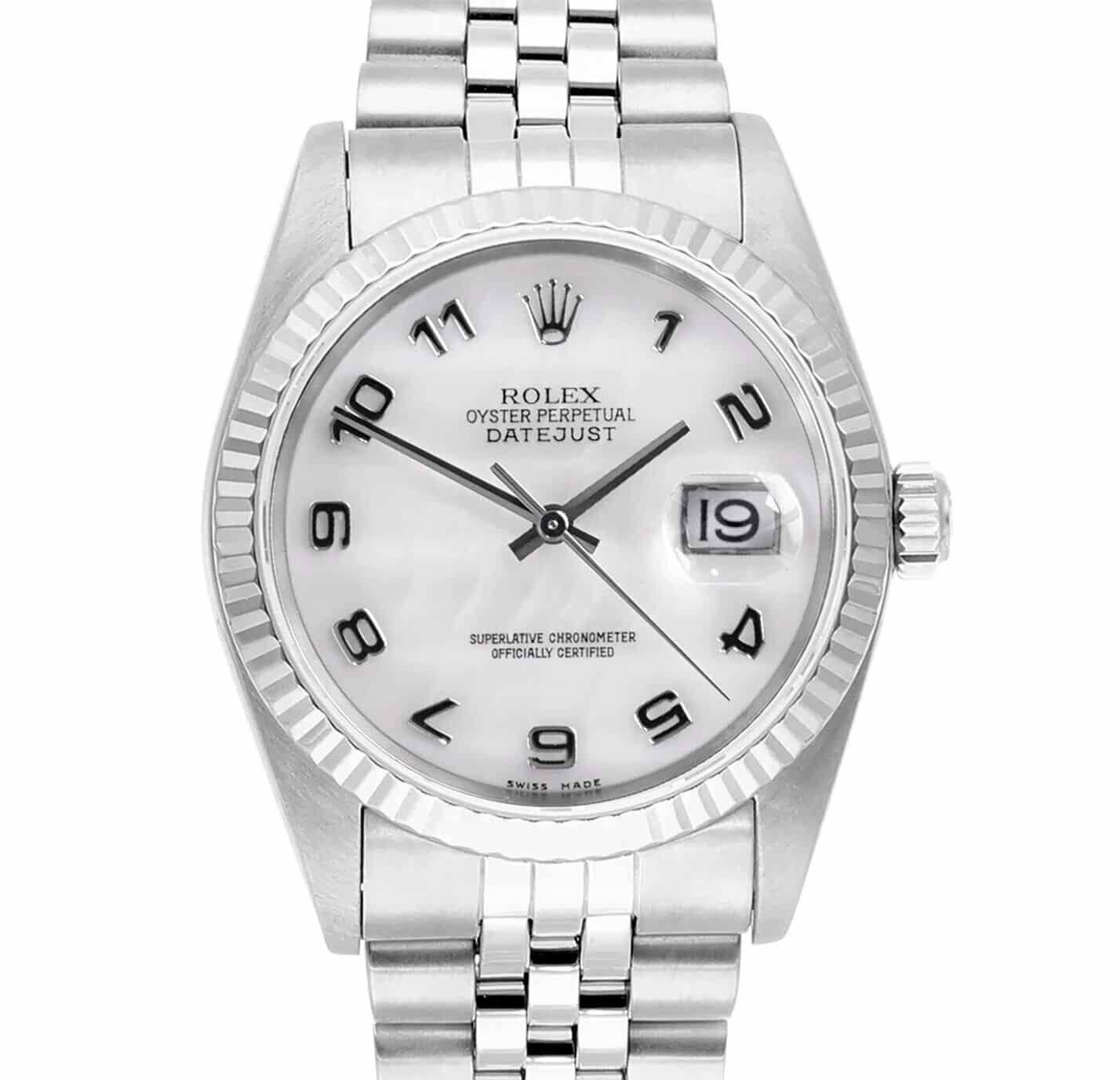 Rolex Datejust 31mm Factory White Mother of Pearl Dial 78274 Jubilee Band