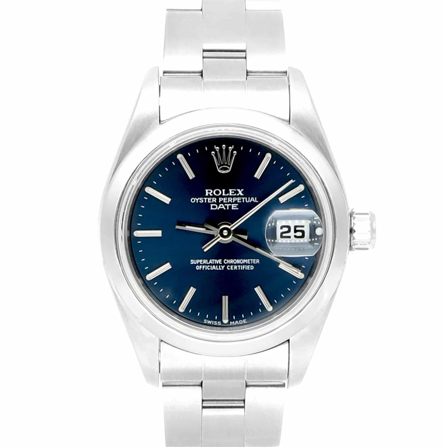 Rolex Oyster Perpetual Lady Date Lady-Datejust Blue Dial Oyster Bracelet Stainless Steel Ladies Watch 69160