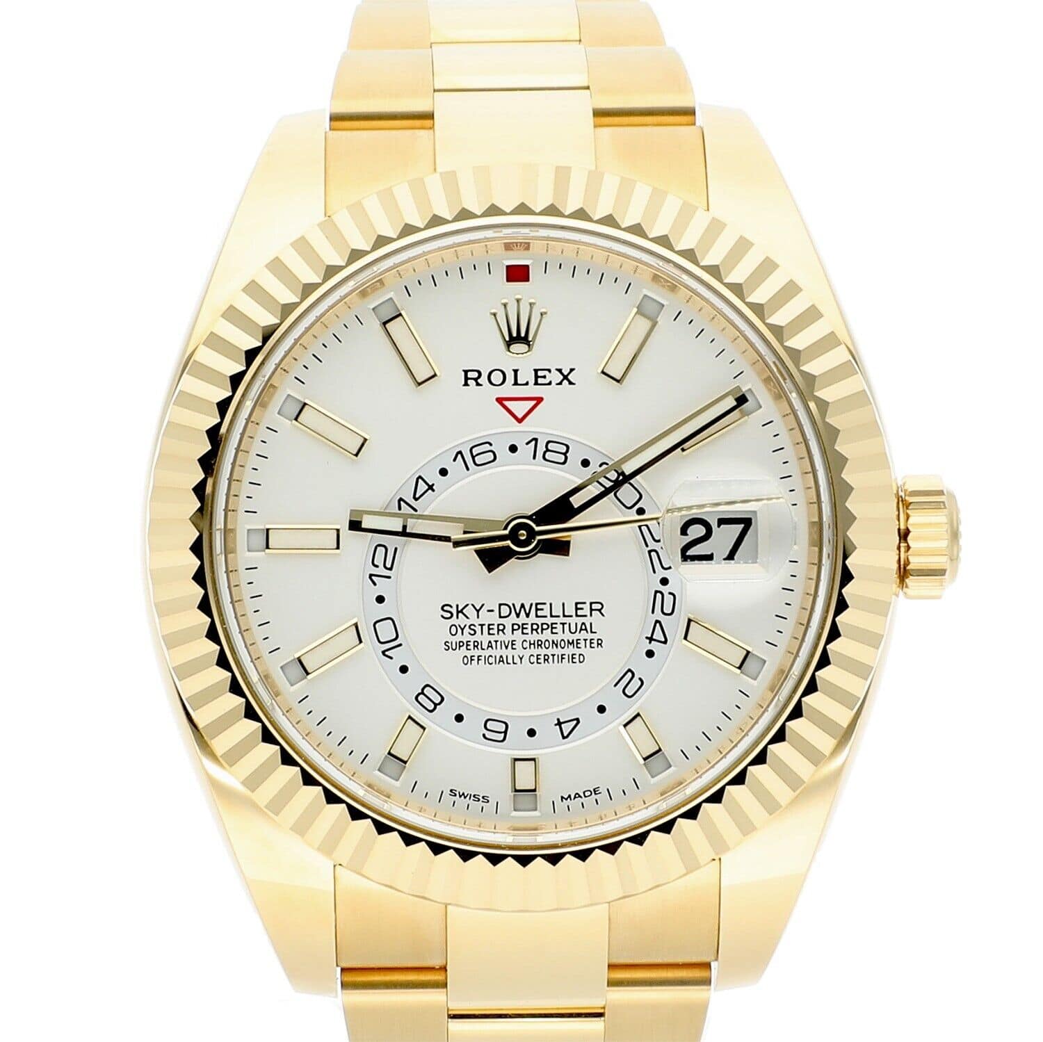 Rolex Sky-Dweller 42mm White Dial 18K Yellow Gold 326938 BOX & PAPERS