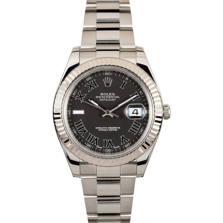 Rolex Datejust II 116334 Black Roman Dial Stainless Steel Watch