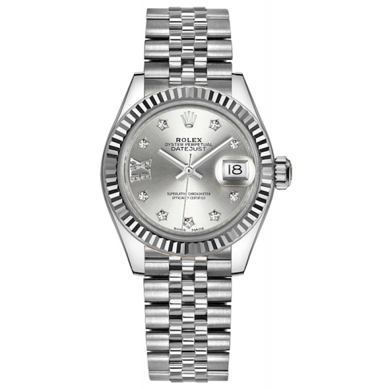 Rolex Lady-Datejust 28mm 279174 Jubilee Stainless Steel Watch Silver Star Diamond Dial