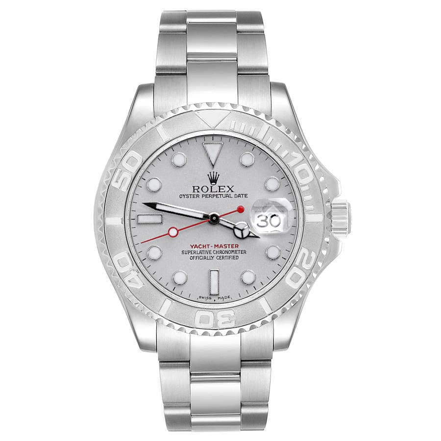Rolex Yacht-Master 40mm 16622 Stainless Steel Watch Platinum Dial Platinum Bezel (Rolex Box Included)