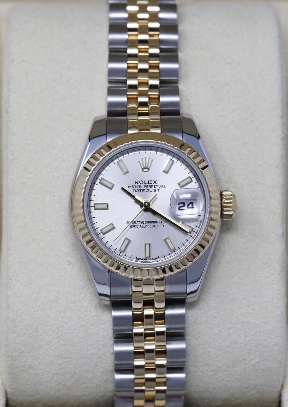 Rolex Lady-Datejust 179173 26mm Steel & Yellow Gold Watch Silver Index Jubilee