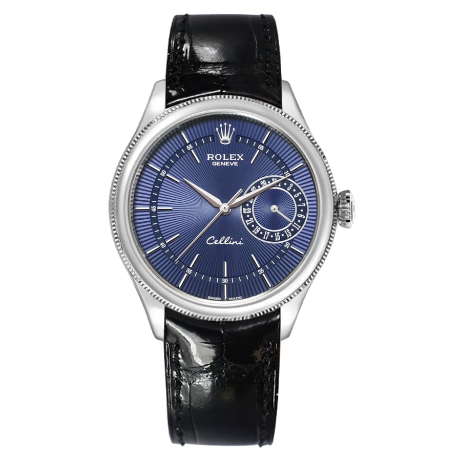 Rolex Cellini 50519 White Gold with Black Leather Watch