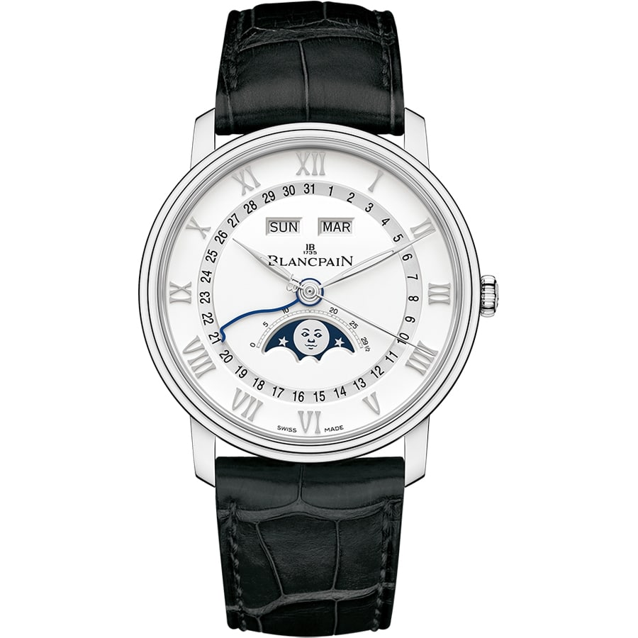Blancpain Villeret Quantième Complete 6654-1127-55B Stainless Steel with Black Leather Watch 2024
