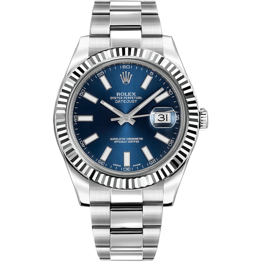 Rolex Datejust 41mm Oyster 116334 Stainless Steel Watch Blue Index Dial
