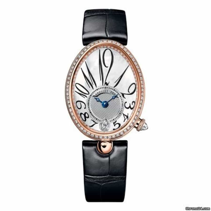 Breguet Reine De Naples 8918BR58964D00D3L Rose Gold With Black Leather Watch MOP Dial 2024