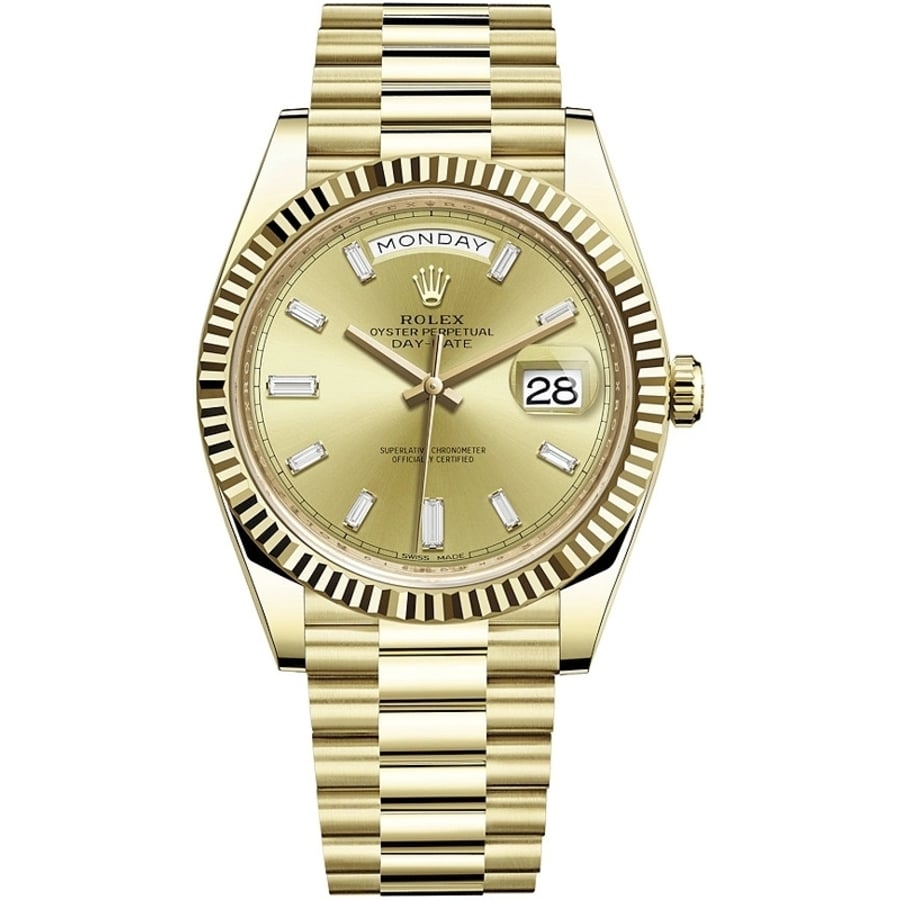Rolex Day-Date 228238 Yellow Gold Watch Champagne Diamond Dial