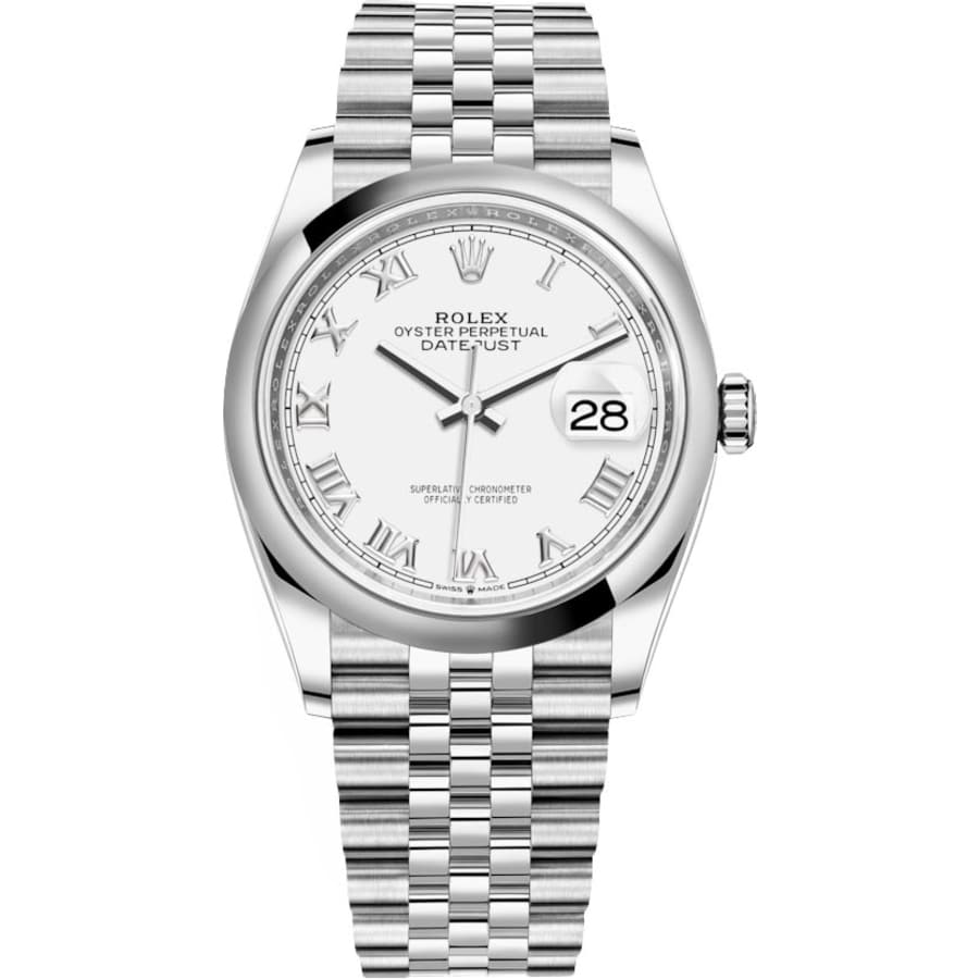 Rolex Datejust 36mm126200 Jubilee Stainless Steel Watch White Roman Dial