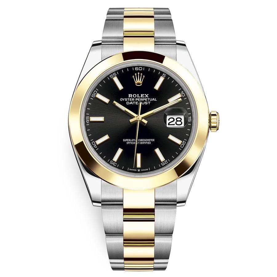 Rolex Datejust 41mm Oyster Stainless Steel & Yellow Gold Watch Black Index Dial 126303