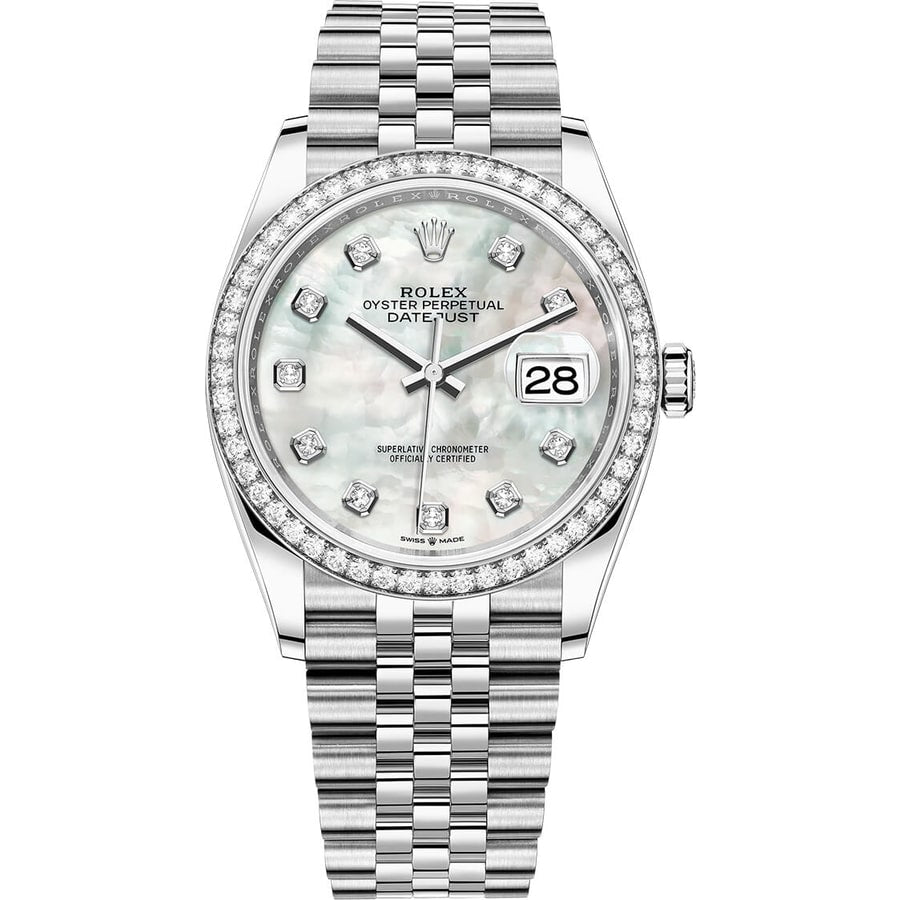 Rolex Datejust 36mm Jubilee Bracelet 126284RBR-0011 Stainless Steel Watch Mother-of-Pearl Diamond Dial 2024