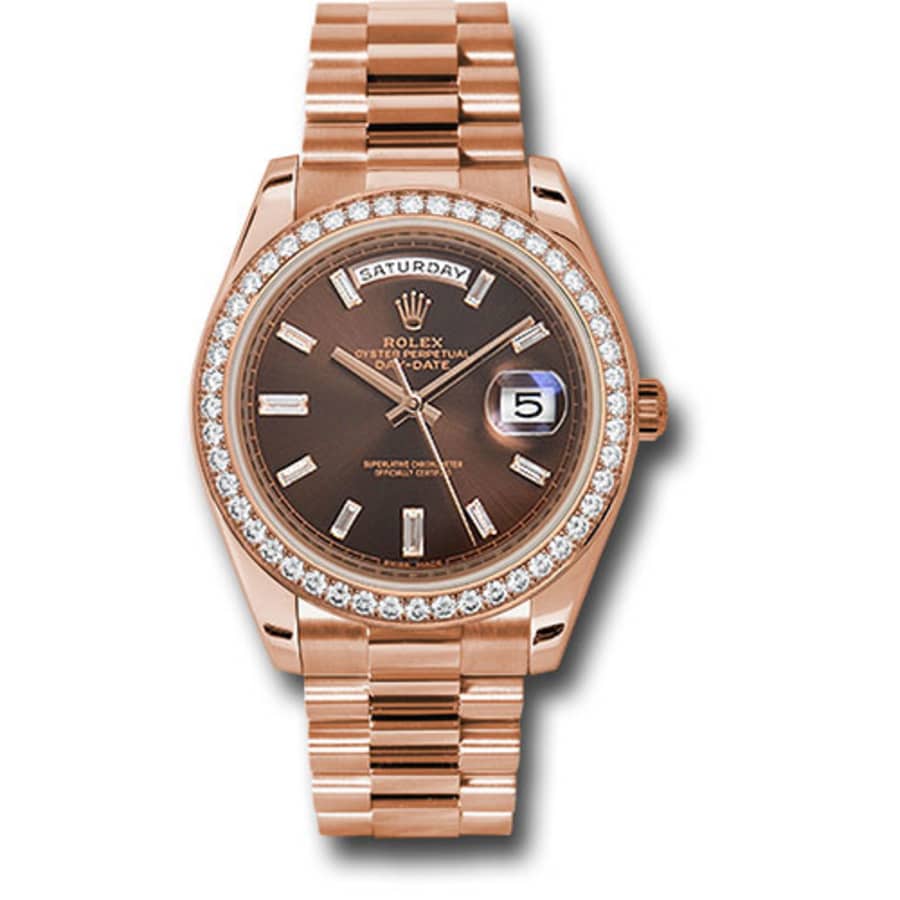 Rolex Day-Date 40MM President 228345RBR Rose Gold with Diamond Bezel Chocolate Diamond Dial