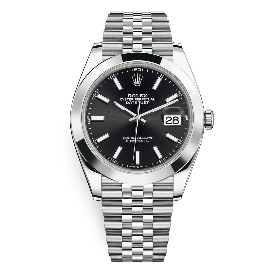 Rolex Datejust 41mm Jubilee 126300 Stainless Steel Watch Black Index Dial