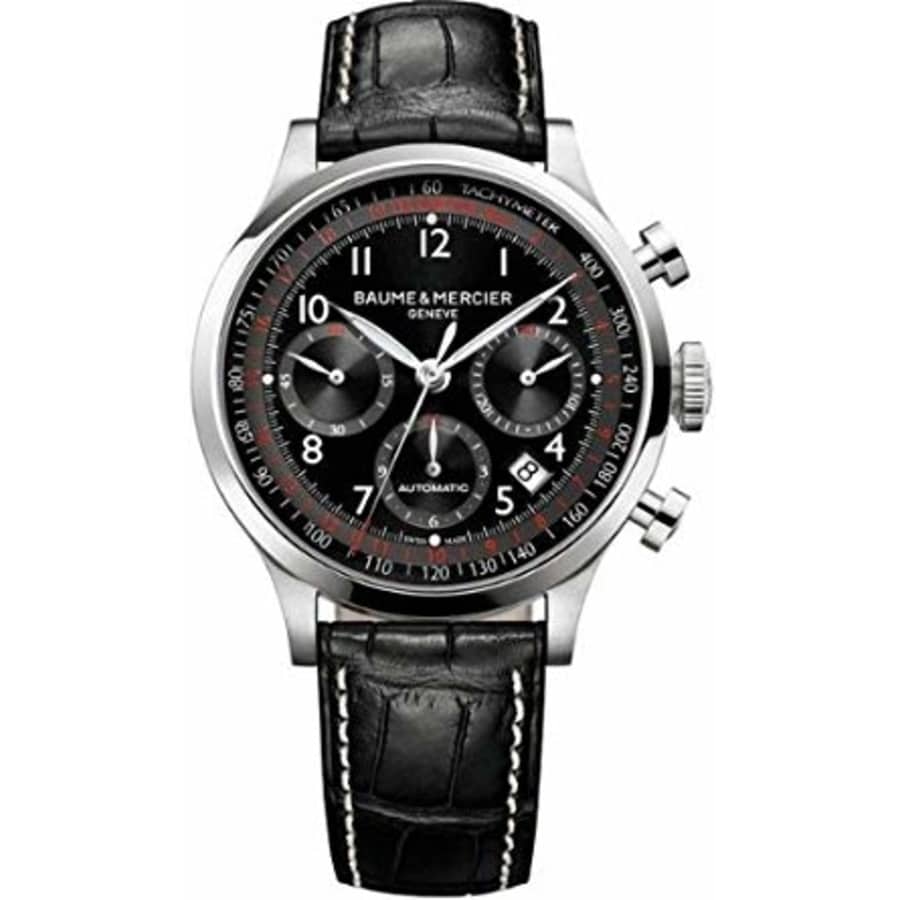 Baume &amp; Mercier Capeland Black Dial 10084 Stainless Steel With Black Crocodile Leather Watch Black Arabic Dial 2024
