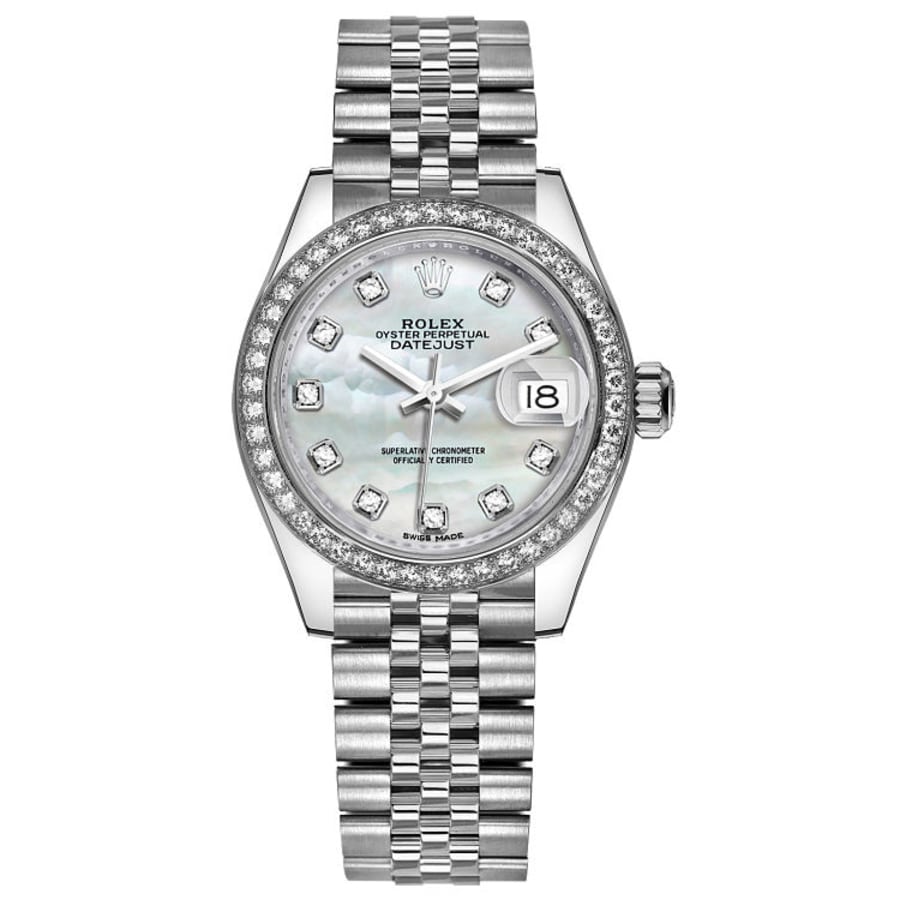 Rolex Datejust 28mm Jubilee 279384 Stainless Steel Watch Mother-of-Pearl Diamond Dial