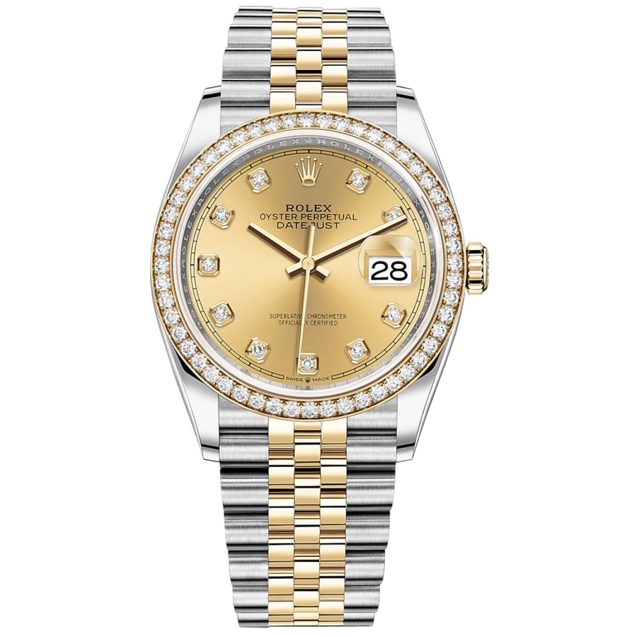 Rolex Datejust 126283RBR Stainless Steel & Yellow Gold Watch with Champagne Diamond Dial Watch