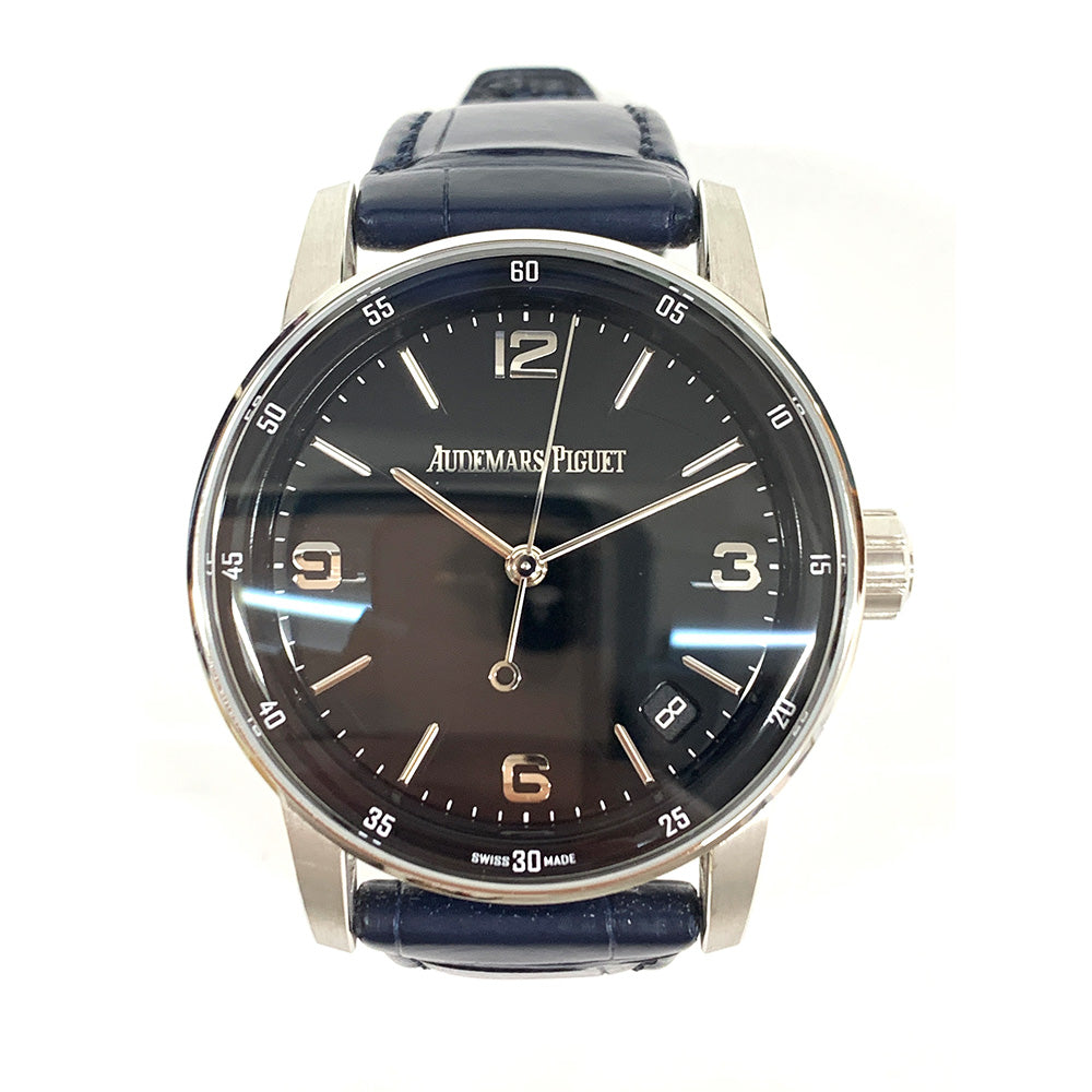 Audemars Piguet Code 11.59 15210BC.OO.A002CR.01 White Gold with Blue Leather Watch Blue Dial