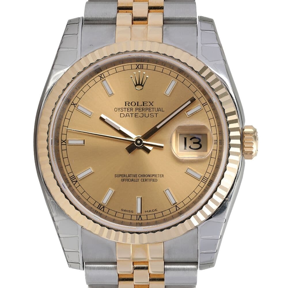 Rolex Datejust 116233 Champagne Index Stainless Steel With Yellow Gold Watch