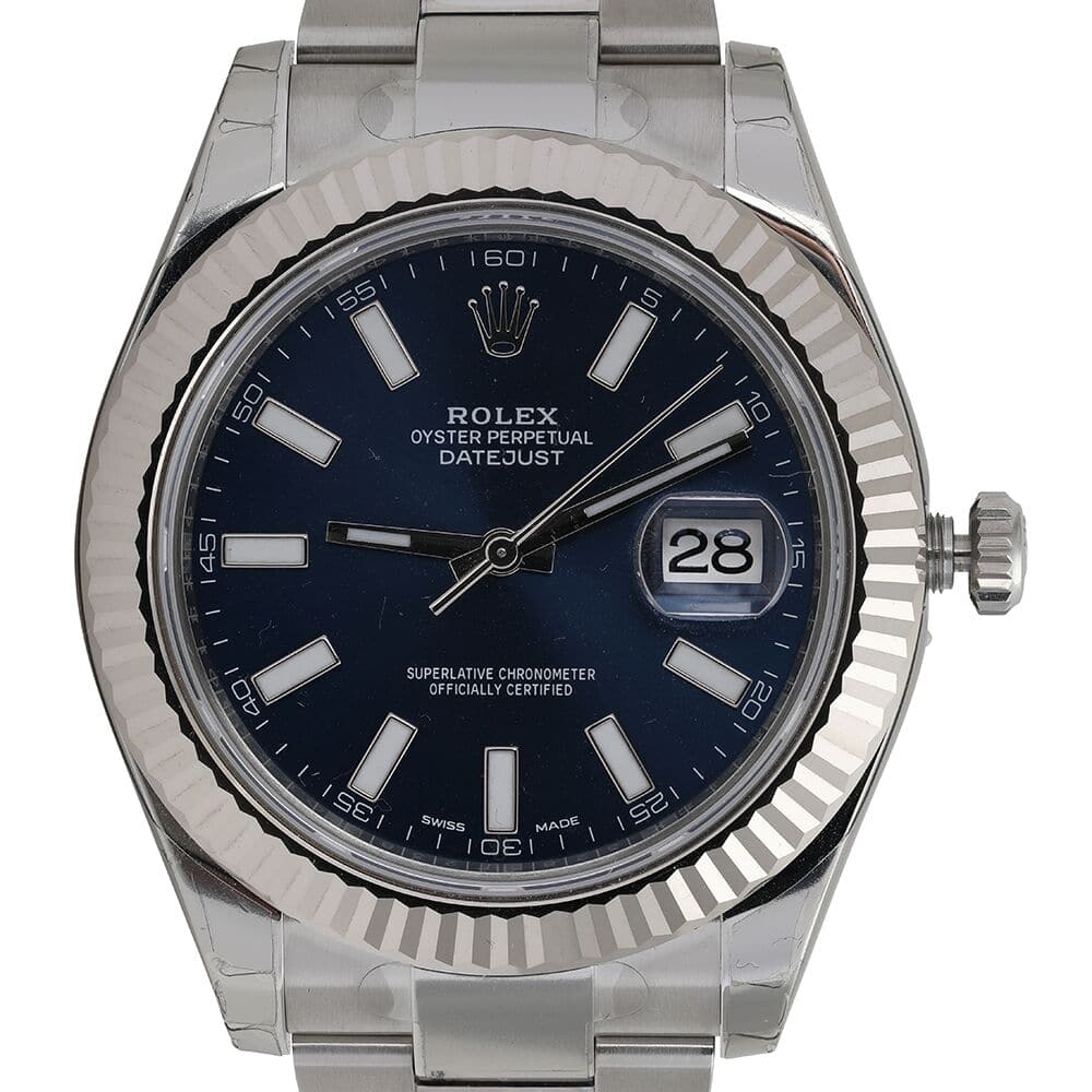 Rolex Datejust II Steel & White Gold Watch Blue Dial 116334